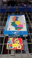 Jigsaw puzzle and Uno card game