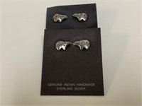 2pr Sterling Bear Earrings 3.0gr TW, Posts & Backs