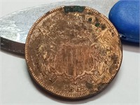OF) 1865 US 2 cent piece
