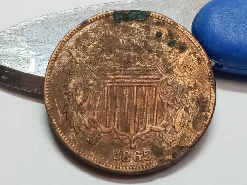 OF) 1865 US 2 cent piece