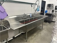 4 COMPARTMENT SINK W/ SPRAYER & 2ND FAUCET