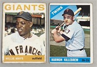 2pc 1964-66 HOF Player Baseball Cards