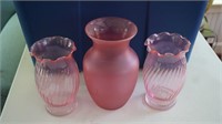 Collection of Three Pink Vases