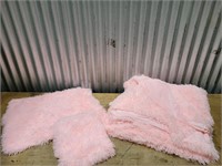 Fluffy Faux Fur Pink Comforter Cover Set