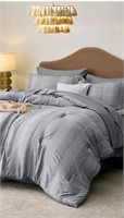 Bedsure Grey Comforter Striped 88"x88"