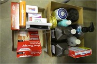 2 boxes bathroom items & First Aid items