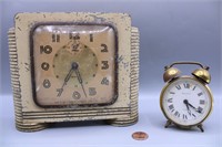 Vintage Ingraham Art Deco & Bulova Alarm Clocks