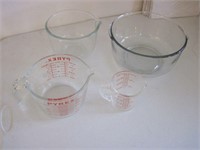 K-603 Glass Pyrex Measuring Cups, Mixing Bowls