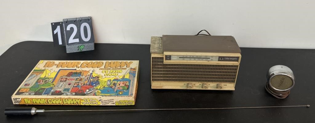 Vintage CB Radio Game, Radio, Antenna, and Speaker