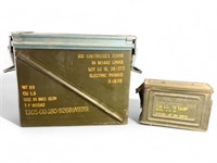 Two U.S. Military metal ammunition boxes