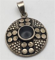 Sterling Silver Onyx Stone Pendant