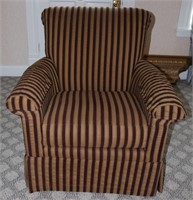 Striped Maroon and Tan Arm Chair