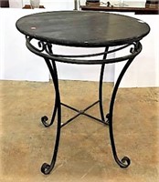 Metal Base Patio Bar Height Table with Wood Top