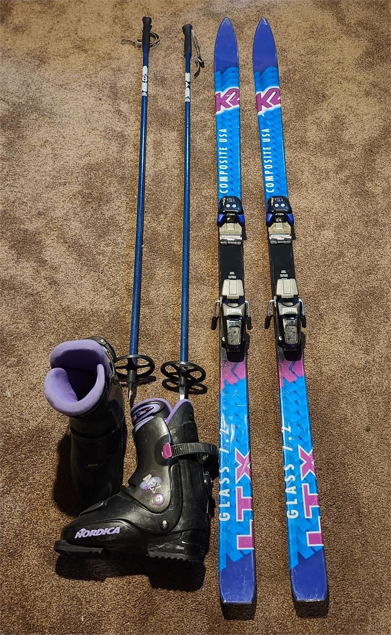 Skis w/ poles & size 25 boots