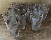 Libbey Frosted Gold Leaf Glass Tumblers