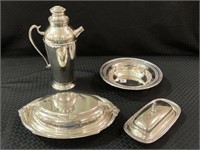 Lot of 4 Silver Serving Pieces Including Reed &