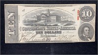 1863 $10 Confederate States of America T-59