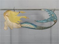 Painted Metal Wall Mermaid Decor