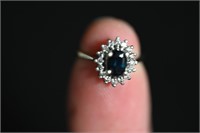 10KT White Gold Sapphire and Diamond Ring