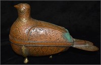 Late 19th/Early 20th Century Copper Dove Betel Box