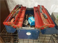 OLD METAL TOOL BOX with Hand Tools Mix Lot