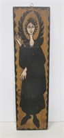Hand Painted Angel Retablo on Wood - 26 x 7.25"