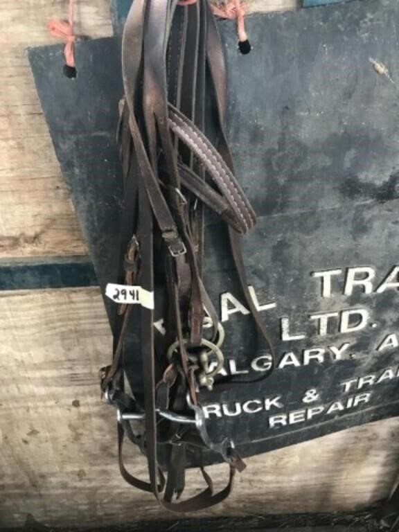 2 - Large Leather Bridles c/w Reins & Bits