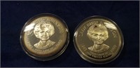 (2) Sterling Silver Lady Bird Johnson Medallions