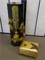 Japanese Bottle Box & small Painted Music Box