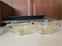 Yellow depression glass Princess Topaz cups 2