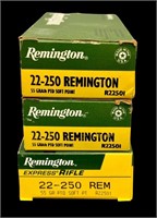 22-250 Remington ammunition (3) boxes