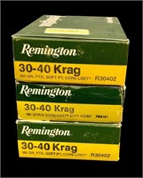 30-40 Krag ammunition (3) boxes Remington