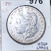 1891-CC Morgan Silver Dollar HIGH GRADE