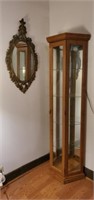 Lighted Curio Cabinet & Vtg. Mirror