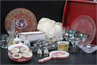 ASSORTED HOUSEHOLD ITEMS, CUTLERY, GLASSWARE, ETC