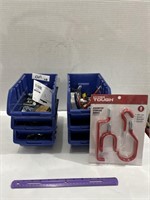 (6) Stackable Storage Bins of Bolts and Hooks