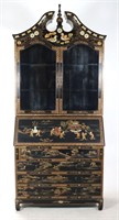 Vintage Chinoiserie Lacquer Secretary Cabinet