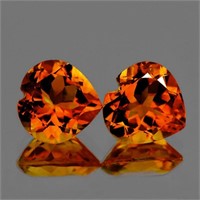 Natural Madeira Orange Citrine Heart Pair 10.00 MM