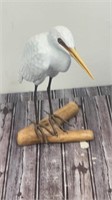 Hand carved snowy egret bird 14 inch