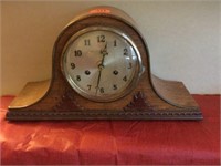 Oak Mantel Clock by C. Becker. 8 Day Time