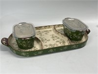 Temptations Floral Lace Divided Serving Dish & 2