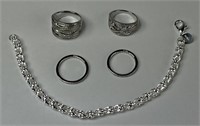 Lady's Sterling Silver Jewelry- Rings w/ Sparkling