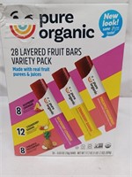 Pure organic layered fruit bars 3 flavors 28ct.