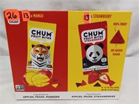 Chum fruit bites 2 flavors 26- .7oz pks. BB: 1/23