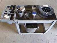 Rolling cart with contents & roll of flux cored