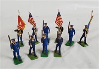 10 Cast Metal Marching Military Figures