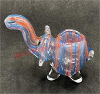 Glass pipe red and teal striped elephant (living