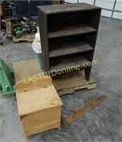 Wooden hamper, coat rack, and shelf unit