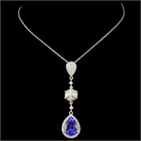 18K Gold Pendant 3.51ct Tanzanite and 0.56ctw Diam