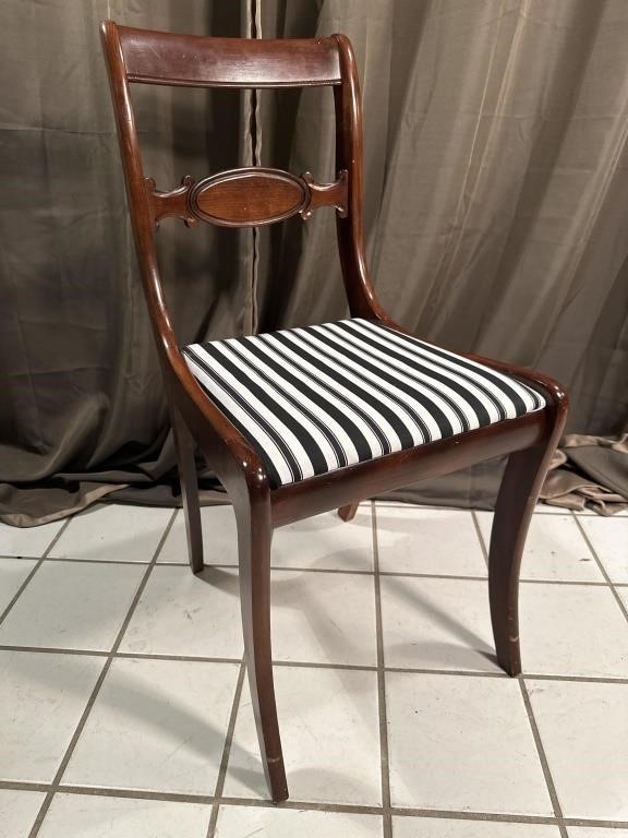 Chair with black stripe upholstery